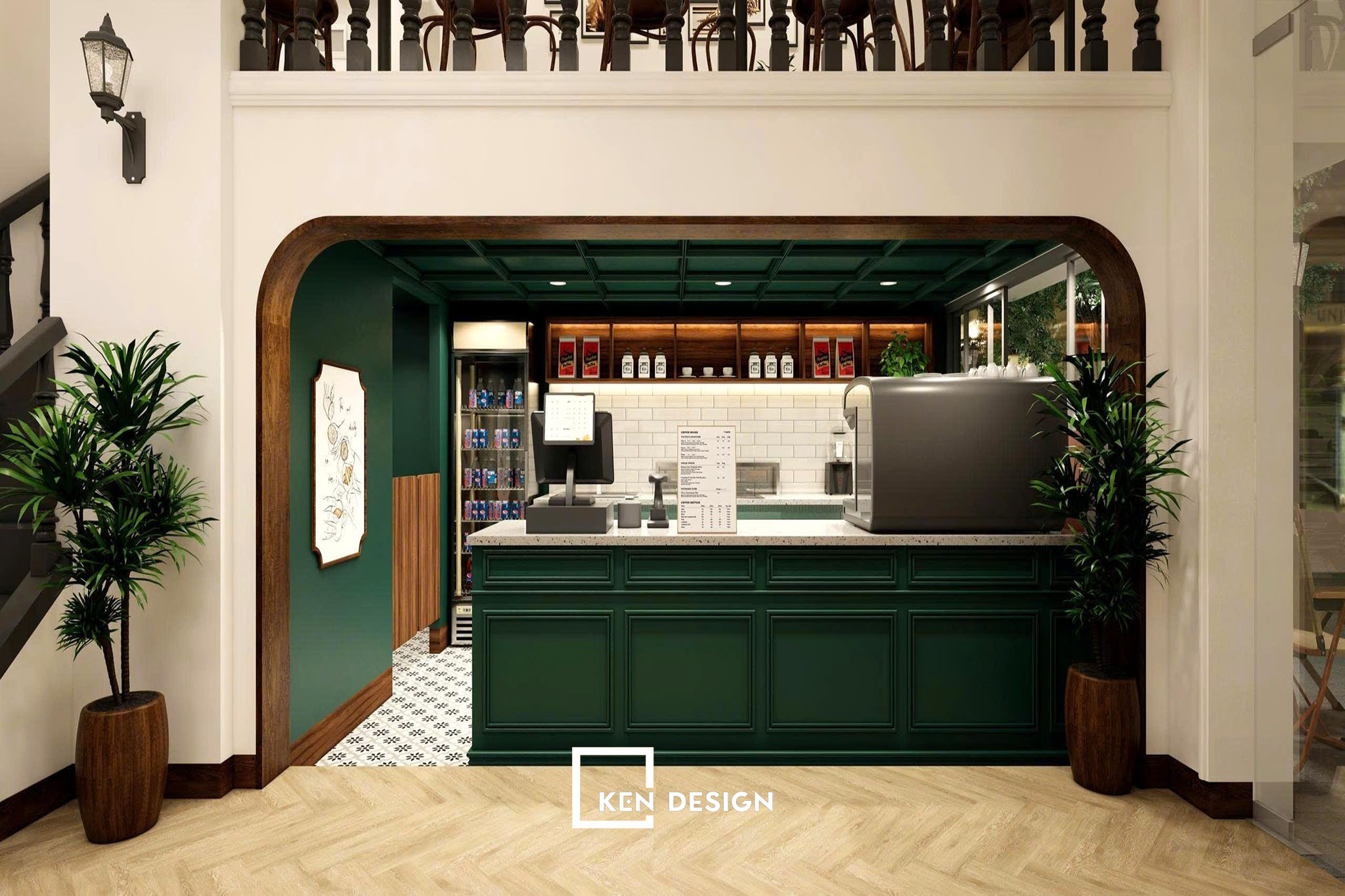 Phong cách tân cổ điển quán cafe mặt bằng nhỏ